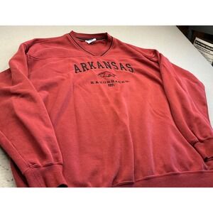 NCAA Arkansas Razorbacks Sweatshirt Embroidered V-Neck Red Size XL Collegiate